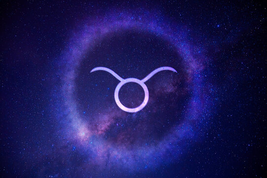Taurus Astrology on Galaxy Background - Powered by Adobe