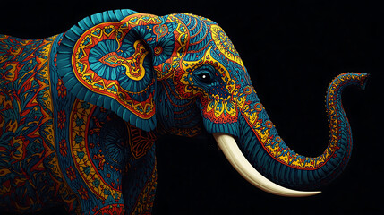 Obraz premium Vibrant patterned elephant art for unique designs