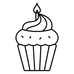 Cupcake Candle Line Art
