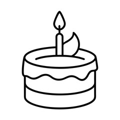Minimal Candle Cake Line Art