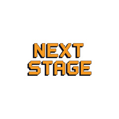 Bold orange next stage text art