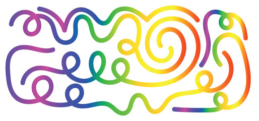 Colorful Abstract Swirl Line Art &ndash; Rainbow Gradient Curvy Decorative Design
