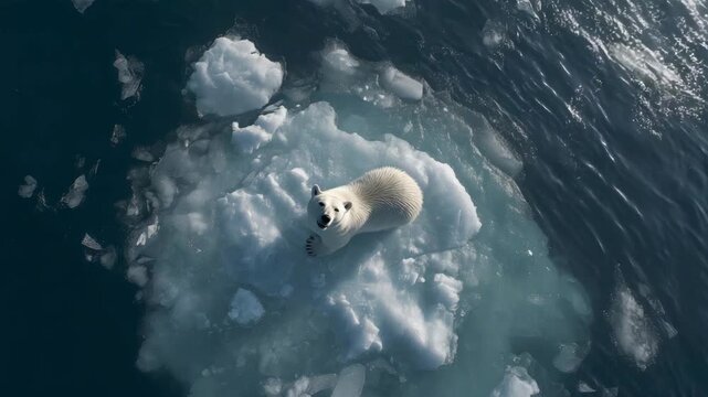 Aerial photography of polar bears and ice floes [4K]