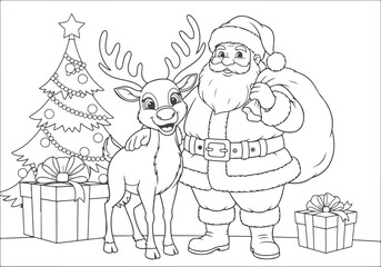 Festive Fun Santa, Reindeer, and Tree Coloring Book for Kids, Holidays, & Celebrations