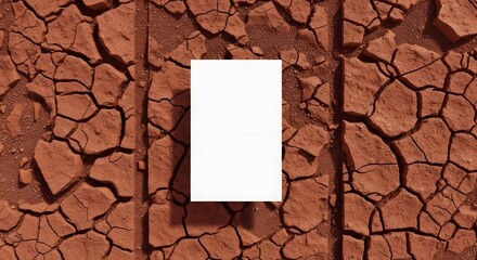 White Paper on Cracked Red Earth Symbolizing Drought and Environmental Contrast