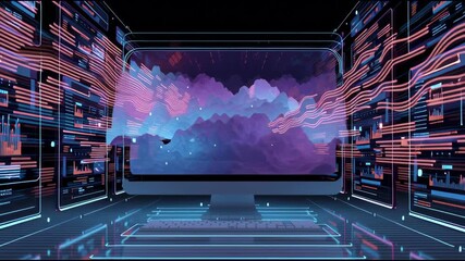 A futuristic digital brain visualizing artificial intelligence, neural networks, and data connections, blending glowing circuits, smart city elements, and advanced technology in a high-tech cyber	 - Powered by Adobe