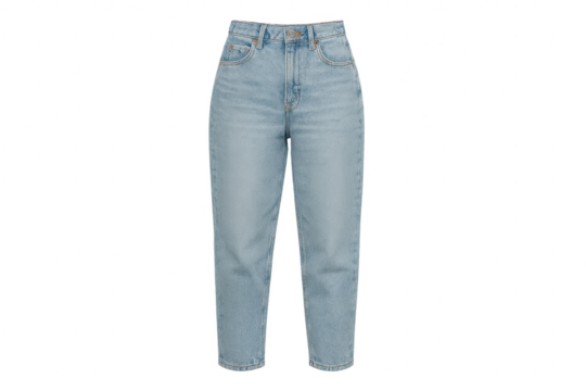 Light blue denim jeans isolated on transparent background, casual style, modern