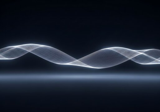 Glowing wave pattern with horizontal lines, suitable for technological context