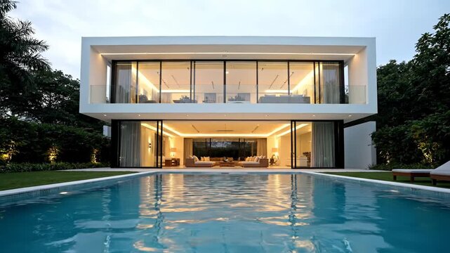 Contemporary minimalist villa with infinity pool and openplan living area