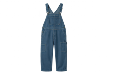 Blue denim overalls isolated on a transparent background, stylish workwear clothing