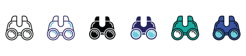 Search and discovery icons set featuring magnifying glass designs in active and inactive modes. Includes outline, bold, filled, and simplified variations for UI, mobile apps, websites, and digital nav