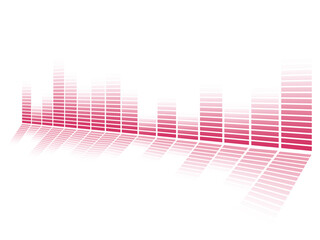 Pink audio equalizer bars create a clean modern sound visualization. Soft gradients and reflections form a dynamic abstract pattern. Perfect digital equalizer design for music and media projects.