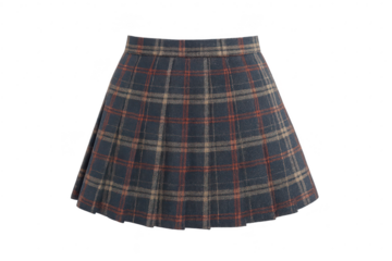Plaid mini skirt on transparent background, cut-out fashion apparel item