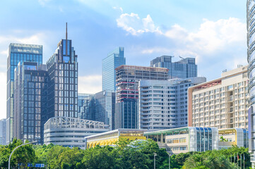 Fototapeta premium 中国にある大都市広州のとても美しい街並み風景A beautiful cityscape of Guangzhou, a major city in China