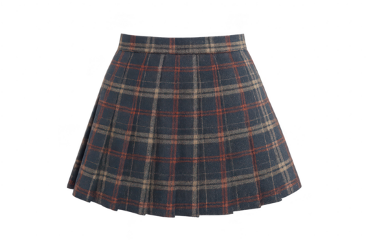 Plaid mini skirt on transparent background, cut-out fashion apparel item