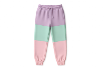 Stylish color block sweatpants isolated on transparent background, for leisure.