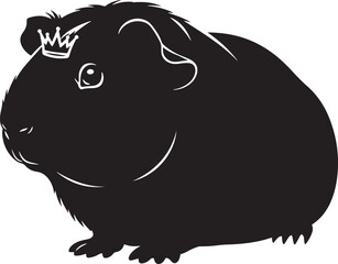 Cute guinea pig silhouette wearing a small crown pet animal portrait adorable rodent companion adorable animal graphic