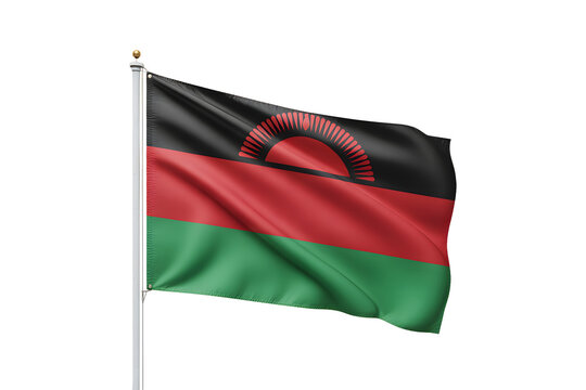 Malawi flag waving proudly on a flagpole, symbolizing national pride and heritage, perfect for patriotic displays.
