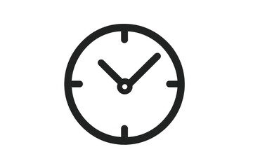 Outline clock icon on a transparent background, symbolizing daily time management, deadline, productivity, and schedule