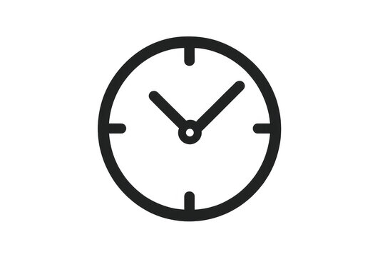 Outline clock icon on a transparent background, symbolizing daily time management, deadline, productivity, and schedule - Powered by Adobe