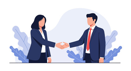 Fototapeta premium Business people shaking hands, symbolizing agreement or partnership in a professional setting.