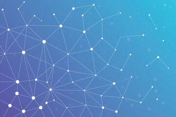 Blue to Cyan Network Background with Dots and Connecting Lines