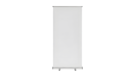 Tall white rectangular display stand isolated on transparent background