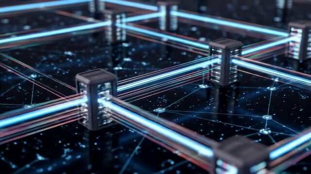 Futuristic Network Connection - Data Flow and Server Infrastructure.