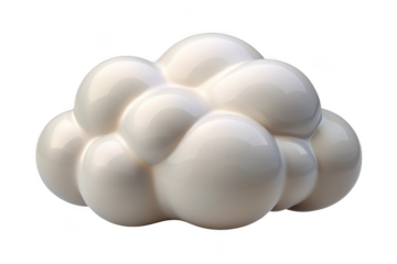 Fluffy white cloud illustration, cumulus weather element, dreamy sky decor, artistic design resource, digital art, isolated on transparent background