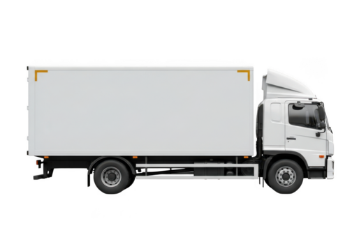 White delivery truck vector illustration, commercial vehicle transport, cargo truck, logistics, freight carrier, hauling, transportation isolated on transparent background