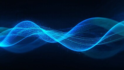 Obraz premium Abstract Blue Wave Pattern on Dark Background for Digital Design