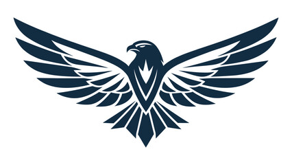 Flat hyper minimal falcon symbol, ultra clean vector logo, sharp geometric shapes, on white background.