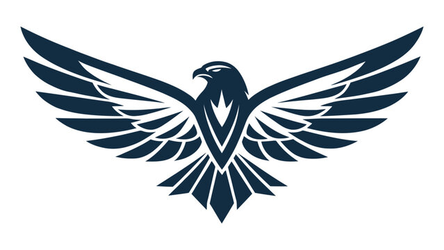 Flat hyper minimal falcon symbol, ultra clean vector logo, sharp geometric shapes, on white background.