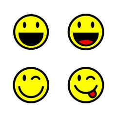 Smiley icons set. Emoticon collection. Vector illustration.