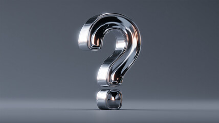 人物抜きでクローム疑問符の無機質さを強調した工業風イメージ