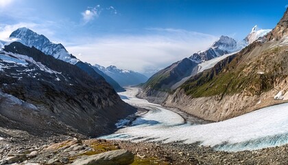 Obraz premium alpine glacier winding through mountains