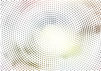 Abstract circular pattern of dots with a bright center and subtle color gradients