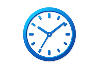 Blue 3d render clock icon representing time management, planning, scheduling, and important deadlines