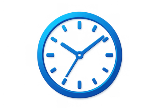 Blue 3d render clock icon representing time management, planning, scheduling, and important deadlines