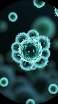 Mold Spores 3D Scientific Visualization on Dark Background