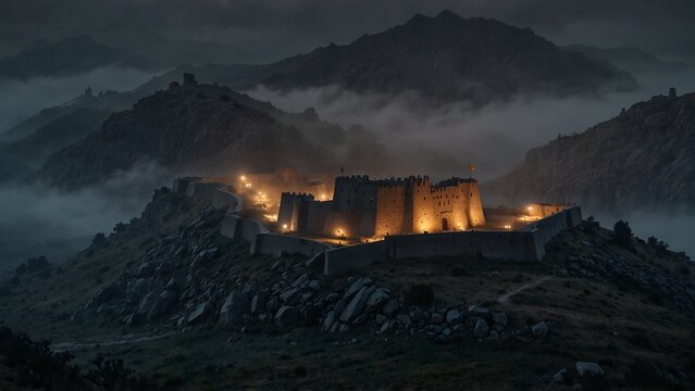 Persian mountain fortress under heavy fo
