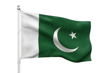 Proudly waving Pakistan flag fluttering on flagpole, symbolizing national pride and heritage for patriotic events and cultural celebrations