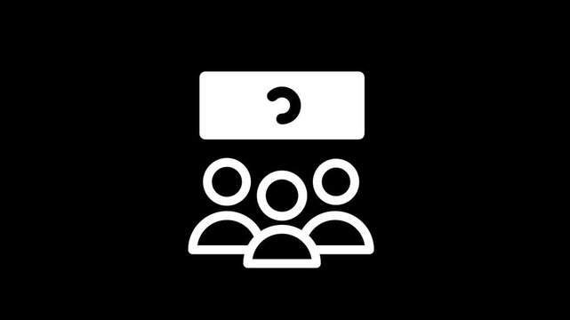 A crowd of white stick figures with a dollar sign symbol above them, indicating financial discussions, budgeting, economic topics, or a focus on monetary aspects within a group.