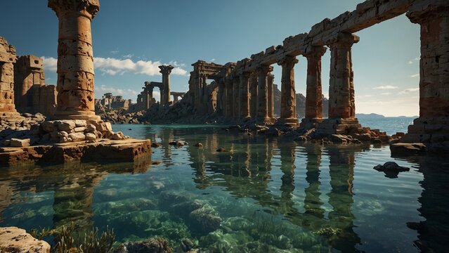 Carthaginian harbor ruins seen through l