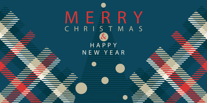 Merry Christmas and Happy New Year Greeting Card. Vector illustration for background, greeting card, party invitation card, website banner, social media banner, business and marketing material