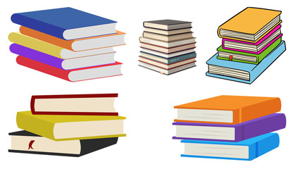 Assortment of Stacked Books in Different Styles pile