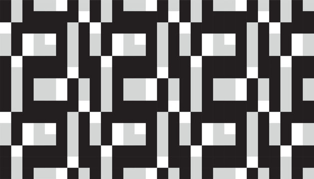 A repeating vector pattern displaying staggered rectangular shapes in grayscale tones. The structured layout produces a sleek, modern visual style ideal for digital backgrounds and printed materials