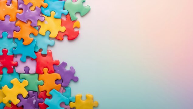 Colorful Puzzle Pieces on Soft Background for Creative Projects