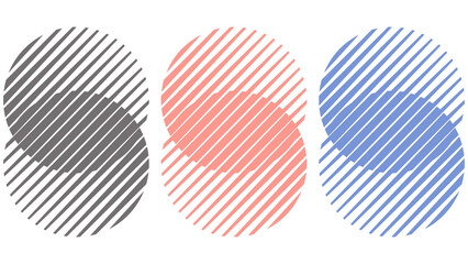 Three Overlapping Circles with Diagonal Stripes pattern