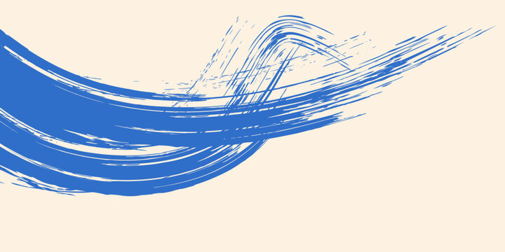 Grainy blue spiral brush stroke with spray texture. Hand drawn distress damaged edge vintage banner with spiral bold line. Grainy bold brush strokes texture with scattered tiny dots. Retro background.